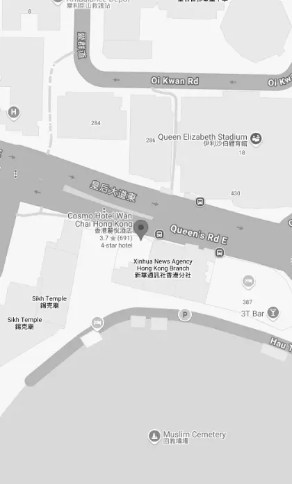 A map showing the location of Cosmo Hotel Hong